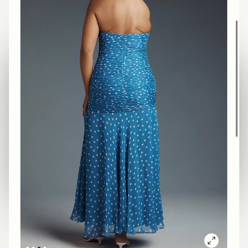 NWT RIXO STRAPLESS DROP-WAIST MAXI DRESS/ US6/ Color Blue - Picture 2 of 5